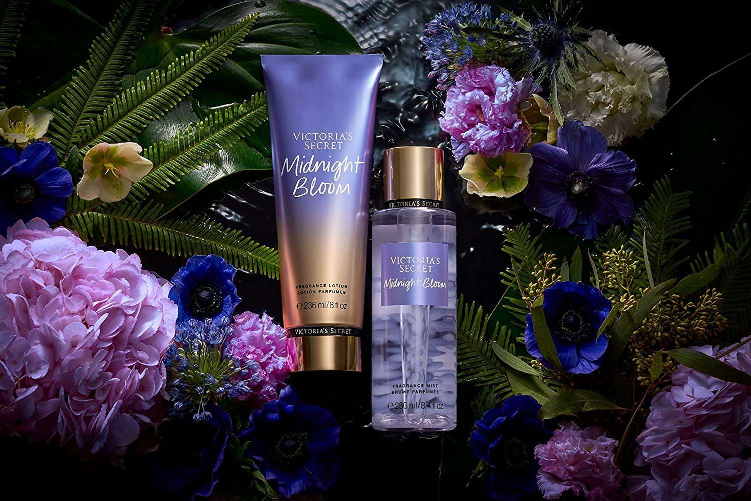 Victoria's Secret Midnight Bloom Perfume Body Mist And Lotion Combo Set Valentine Gift For Ladies 250ml And 236ml Each - Nacosnepal